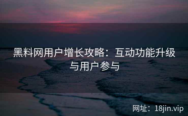 黑料网用户增长攻略：互动功能升级与用户参与