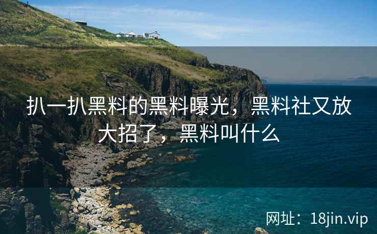 扒一扒黑料的黑料曝光，黑料社又放大招了，黑料叫什么