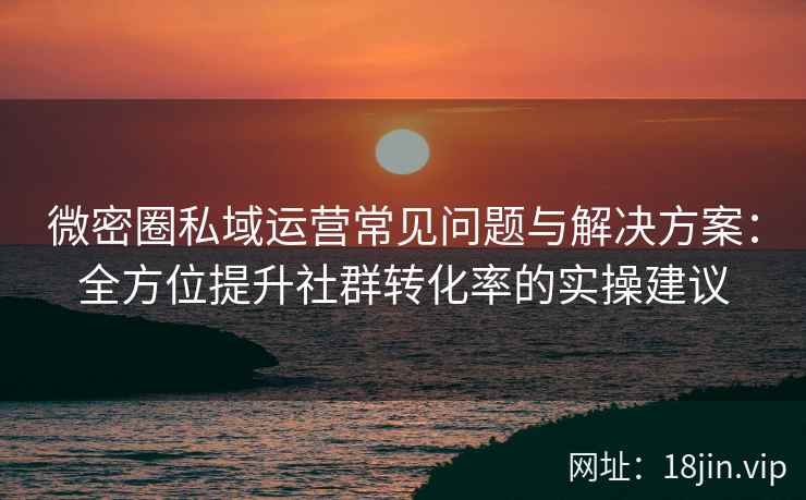 微密圈私域运营常见问题与解决方案：全方位提升社群转化率的实操建议