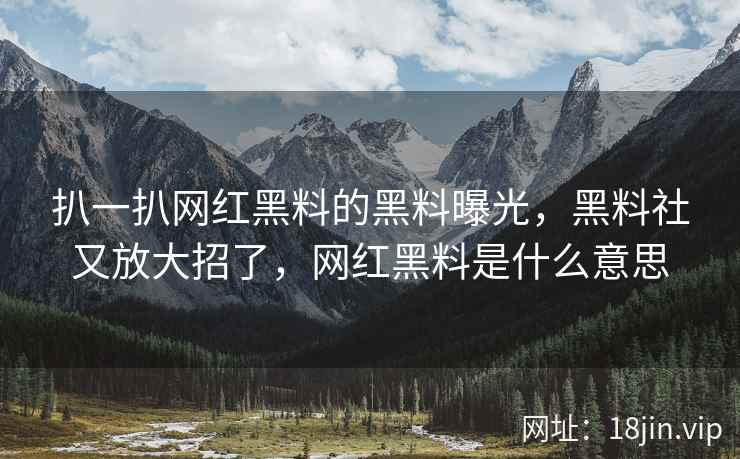 扒一扒网红黑料的黑料曝光，黑料社又放大招了，网红黑料是什么意思